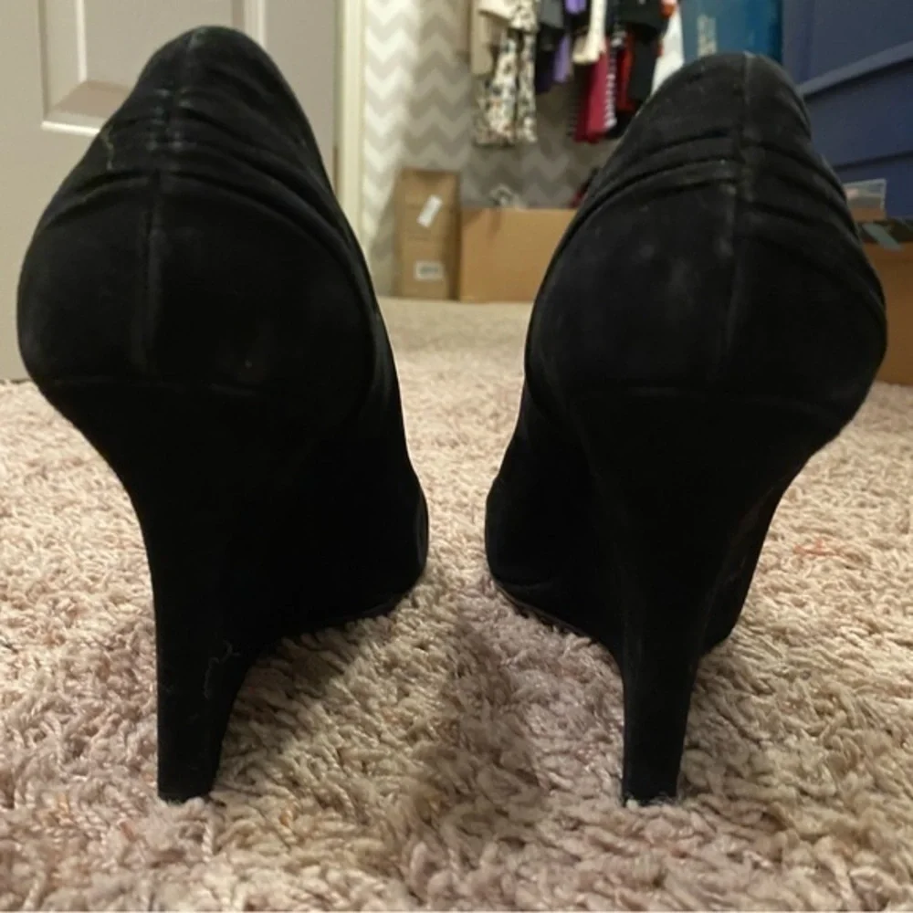 PRADA Suede Wedge Heel Pumps Black Y2K 90’s